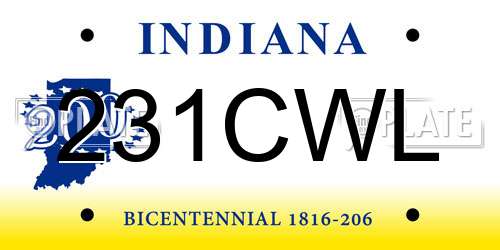 231CWL Indiana License Plate