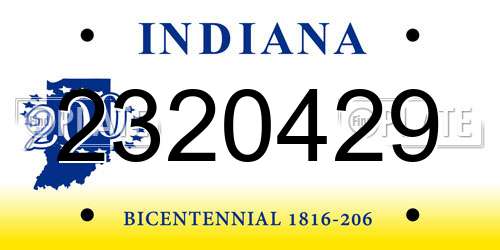 2320429 Indiana License Plate