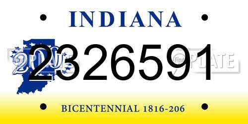 2326591 Indiana License Plate