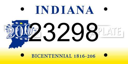 23298 Indiana License Plate