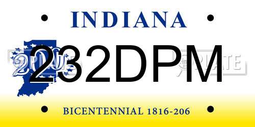 232DPM Indiana License Plate