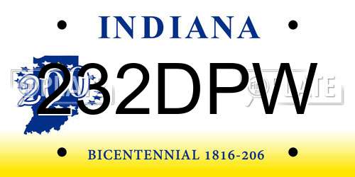 232DPW Indiana License Plate