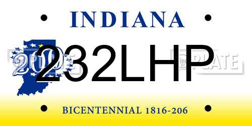 232LHP Indiana License Plate