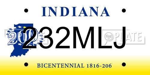 232MLJ Indiana License Plate