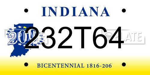 232T64 Indiana License Plate