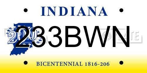 233BWN Indiana License Plate