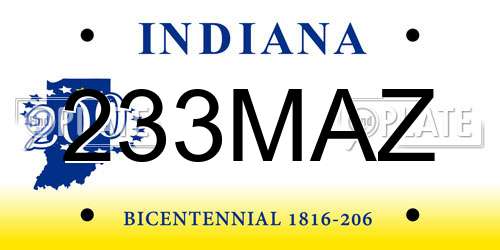233MAZ Indiana License Plate
