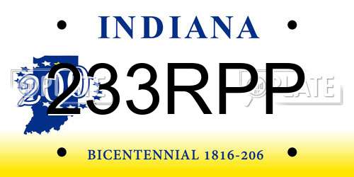233RPP Indiana License Plate