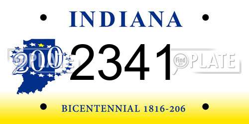 2341 Indiana License Plate