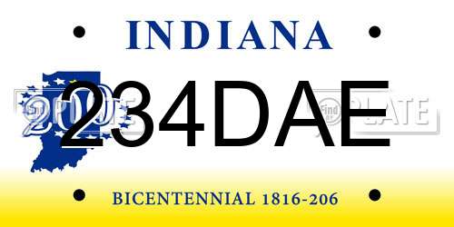234DAE Indiana License Plate