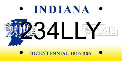 234LLY Indiana License Plate