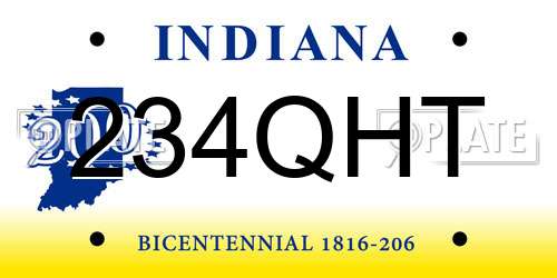 234QHT Indiana License Plate