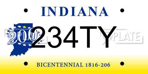 234TY Indiana License Plate