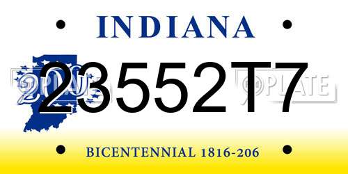 23552T7 Indiana License Plate