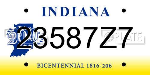 23587Z7 Indiana License Plate