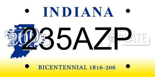 235AZP Indiana License Plate