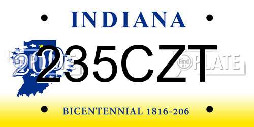 235CZT Indiana License Plate