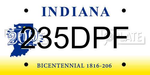 235DPF Indiana License Plate