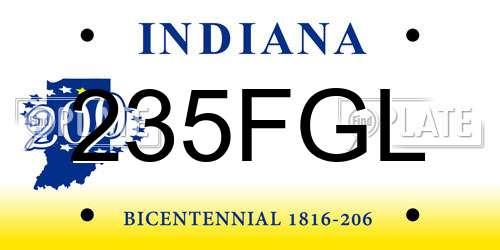 235FGL Indiana License Plate