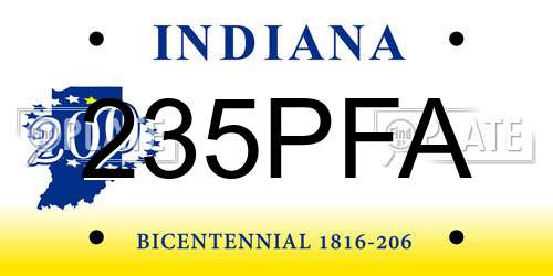 235PFA Indiana License Plate