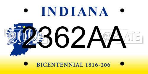 2362AA Indiana License Plate