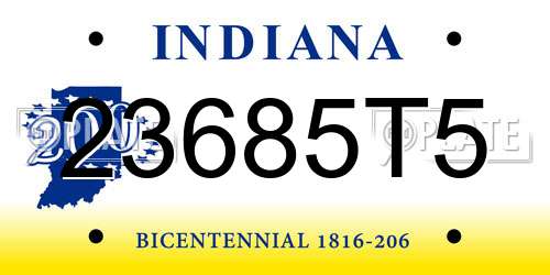 23685T5 Indiana License Plate