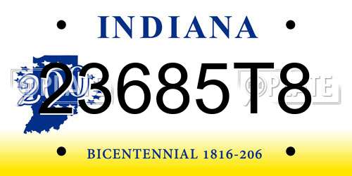 23685T8 Indiana License Plate