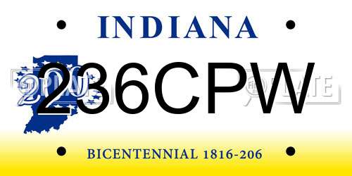 236CPW Indiana License Plate