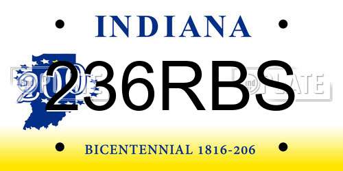 236RBS Indiana License Plate