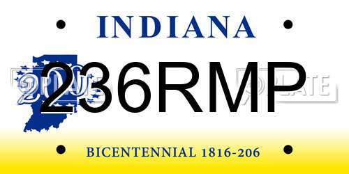 236RMP Indiana License Plate