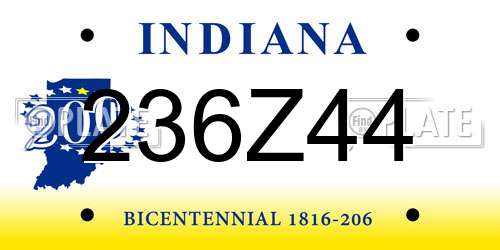 236Z44 Indiana License Plate