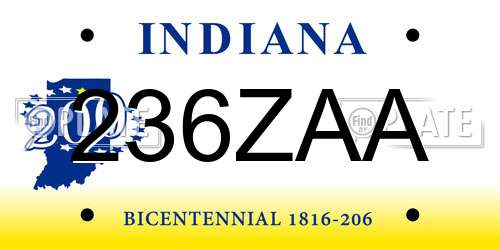 236ZAA Indiana License Plate