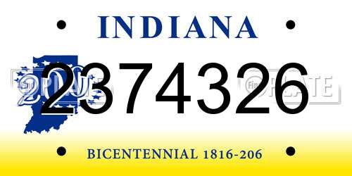 2374326 Indiana License Plate