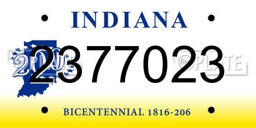 2377023 Indiana License Plate