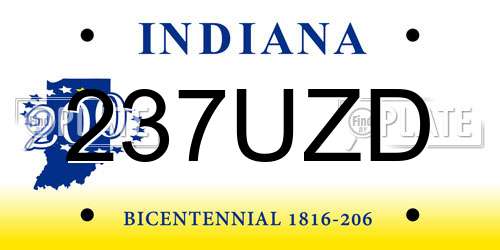 237UZD Indiana License Plate