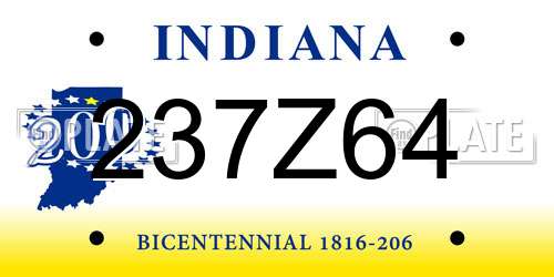 237Z64 Indiana License Plate