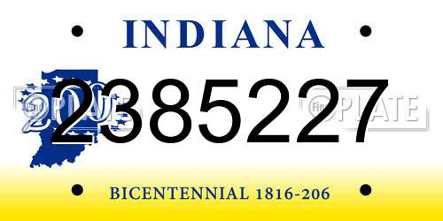 2385227 Indiana License Plate
