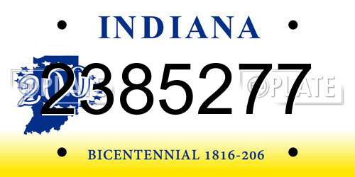 2385277 Indiana License Plate