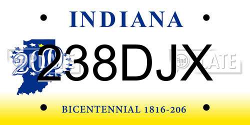 238DJX Indiana License Plate