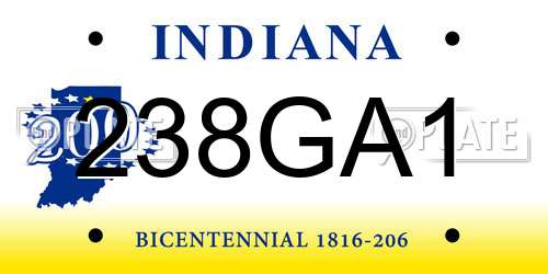 238GA1 Indiana License Plate