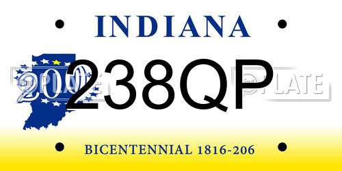 238QP Indiana License Plate