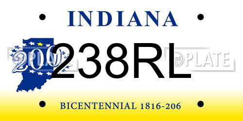 238RL Indiana License Plate