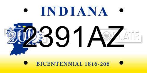 2391AZ Indiana License Plate