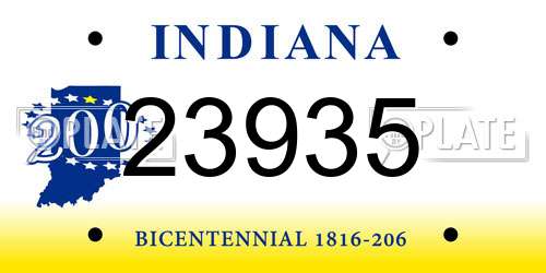 23935 Indiana License Plate