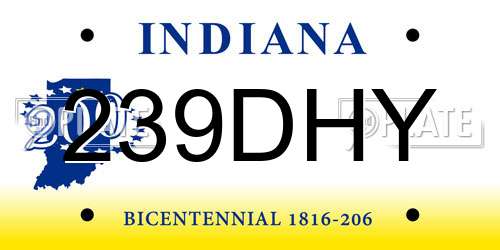 239DHY Indiana License Plate