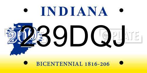 239DQJ Indiana License Plate