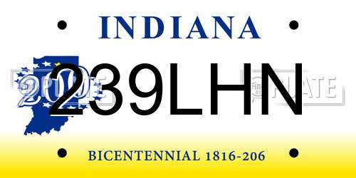 239LHN Indiana License Plate