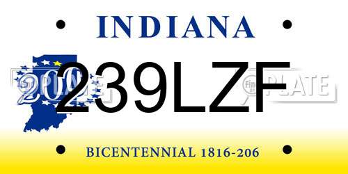 239LZF Indiana License Plate