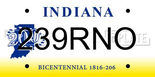 239RNO Indiana License Plate