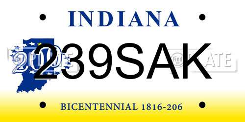 239SAK Indiana License Plate
